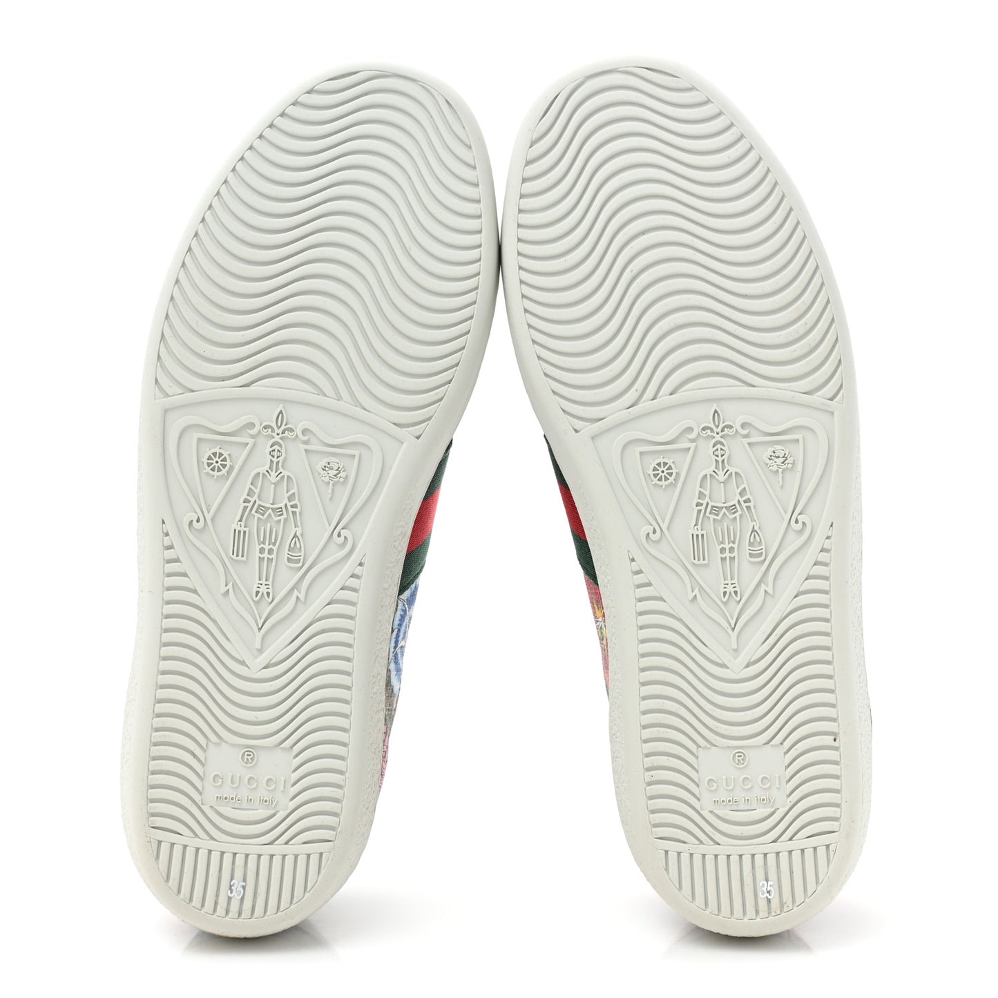 GG Supreme Monogram Flora Web Womens Ace Sneakers 35 Beige Multicolor Rosso