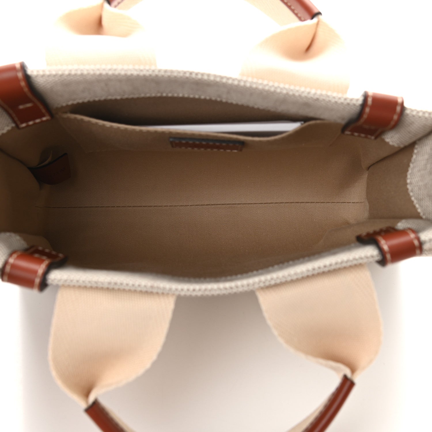 Chloe Cotton Calfskin Small Woody Ribbon Tote White Brown 5 of 10
