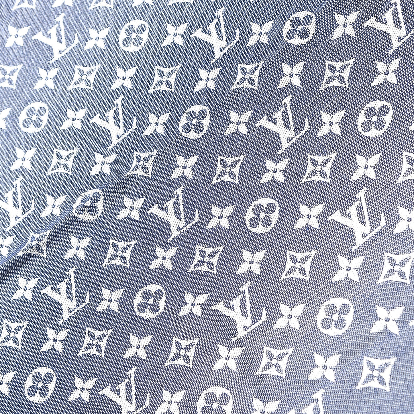 Silk Wool Monogram Denim Shawl Blue