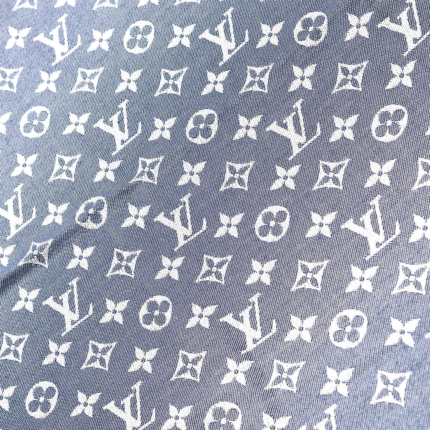 Louis Vuitton Silk Wool Monogram Denim Shawl Blue 3 of 5