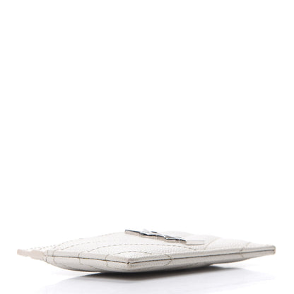 Saint Laurent Grain De Poudre Matelasse Chevron Monogram Credit Card Case Blanc Vintage 4 of 6