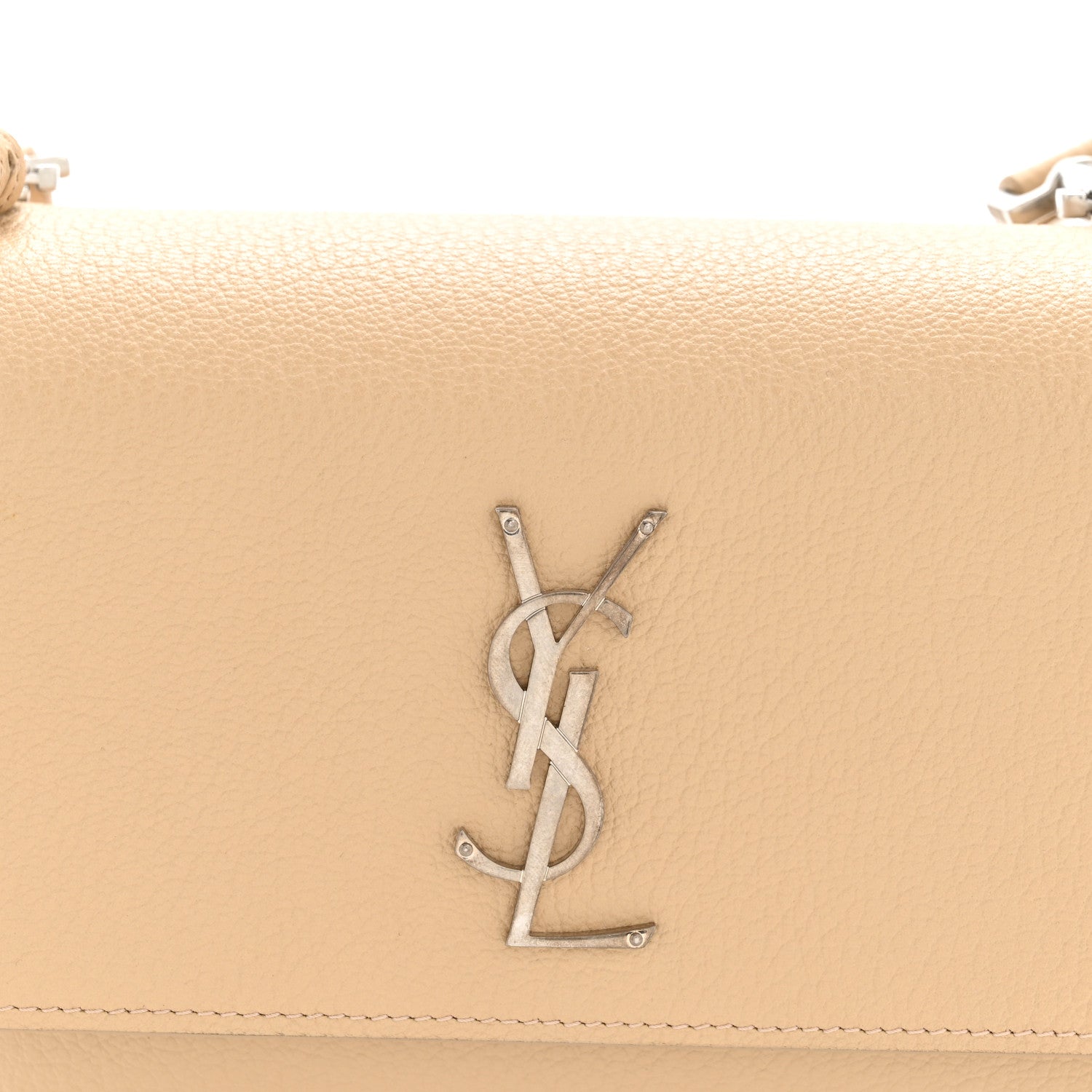 Saint Laurent Grained Calfskin Medium Monogram Sunset Satchel Nude Powder 8 of 13