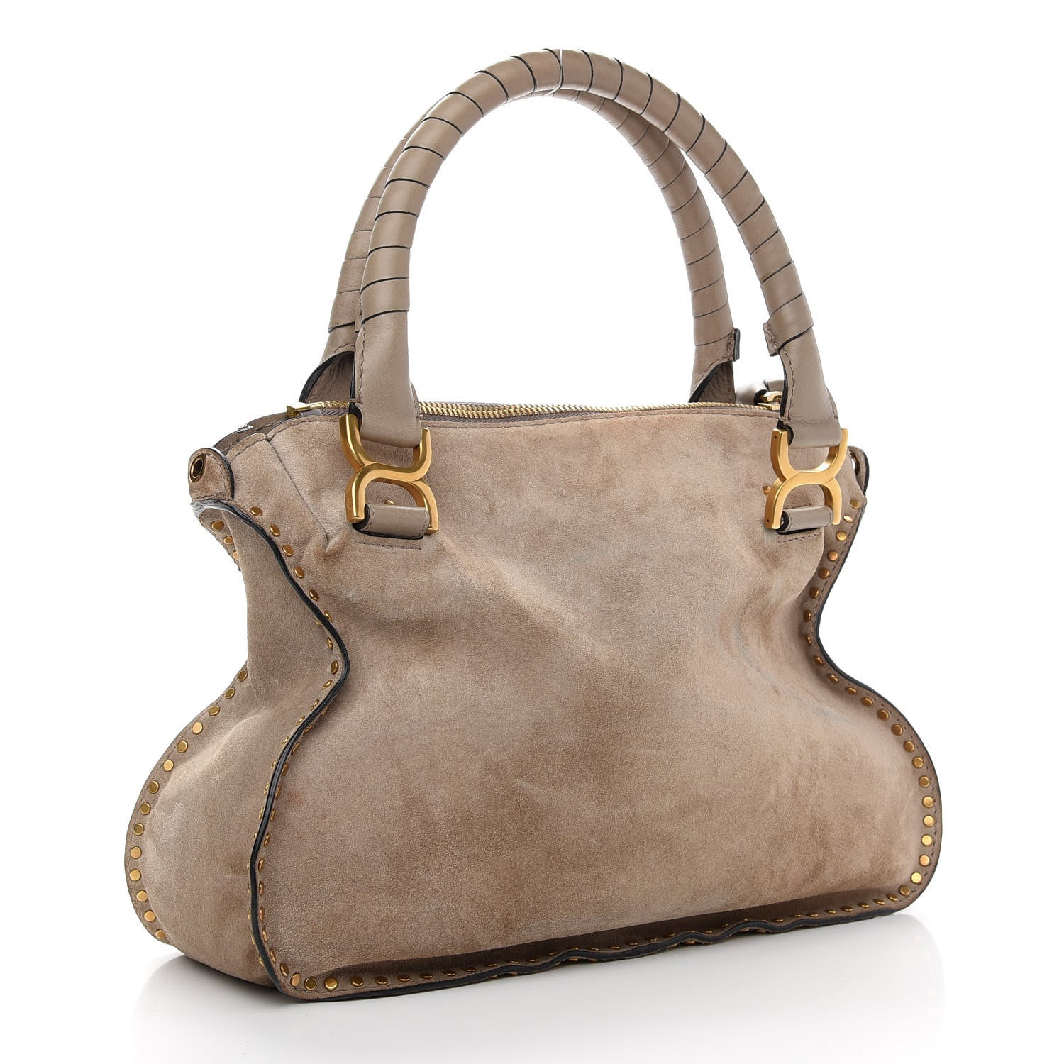Chloe Suede Calfskin Braided Medium Marcie Satchel Motty Grey 3 of 12