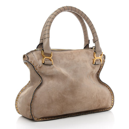 Chloe Suede Calfskin Braided Medium Marcie Satchel Motty Grey 3 of 12