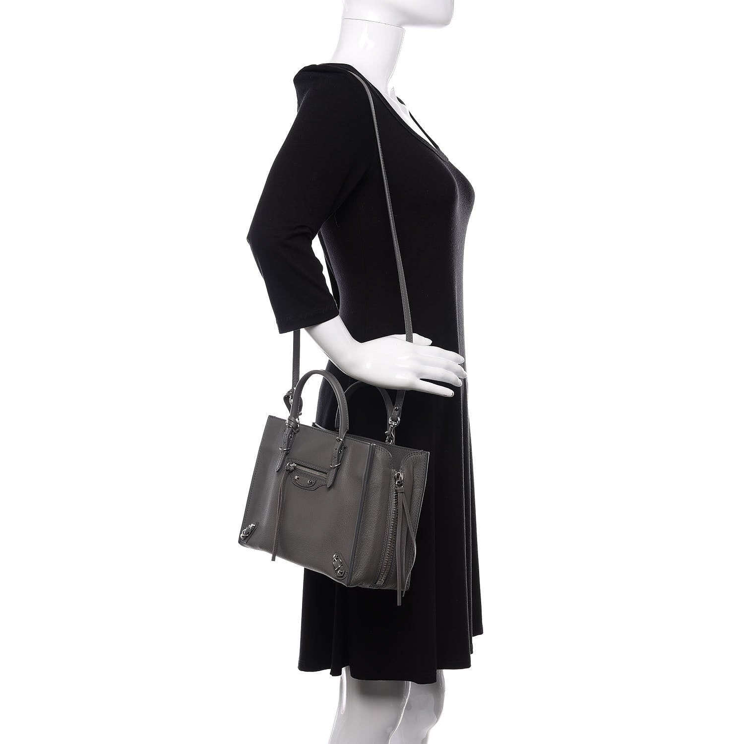 Balenciaga Veau Papier A6 Zip Around Tote Gris Metal 2 of 10