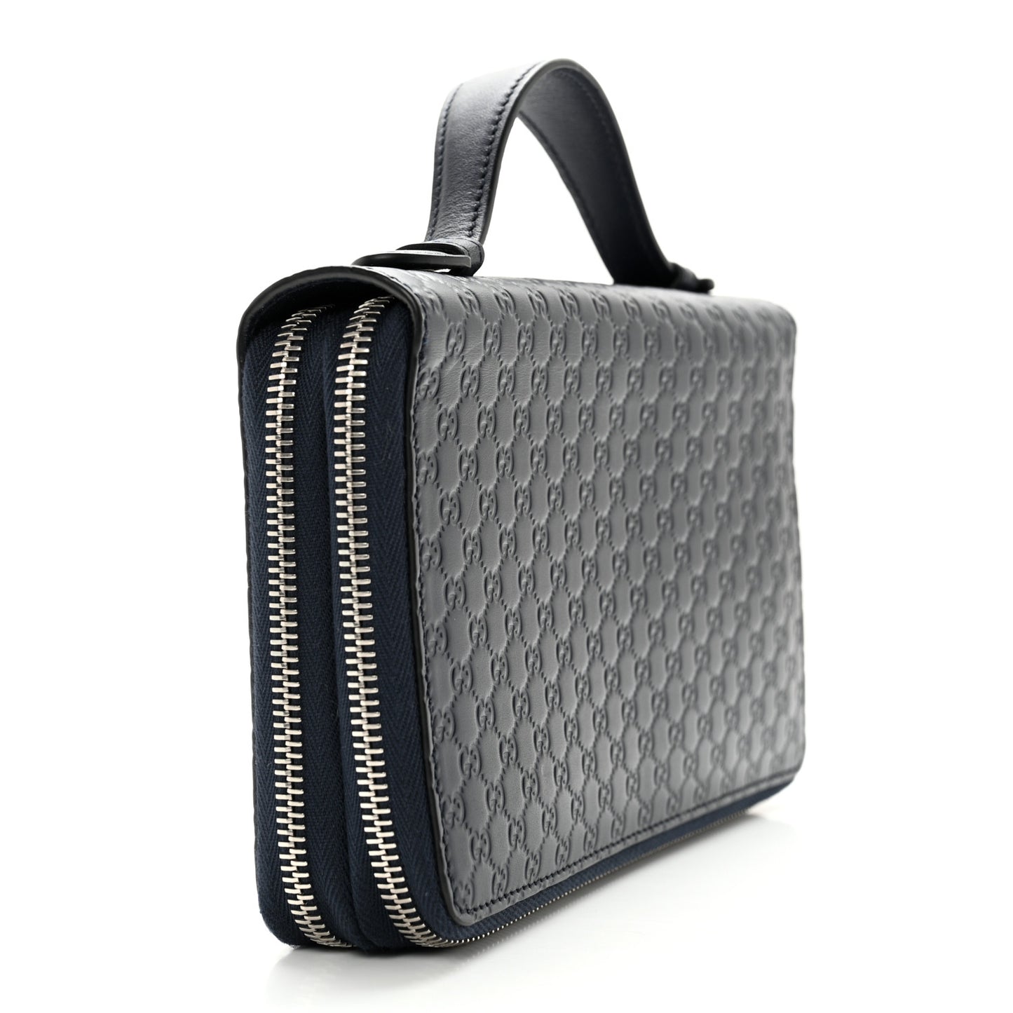 Microguccissima Zip Around Top Handle Travel Wallet Navy