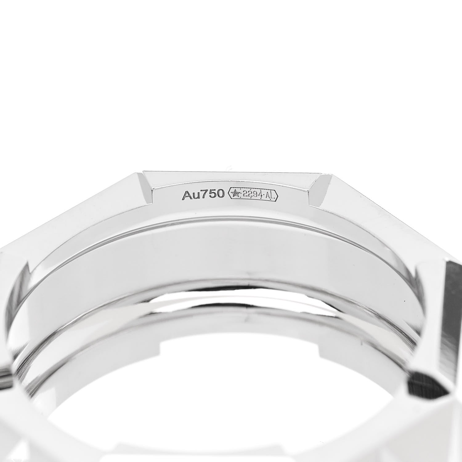 Gucci 18K White Gold 9mm Link To Love Stud Ring 53 6.25 5 of 6