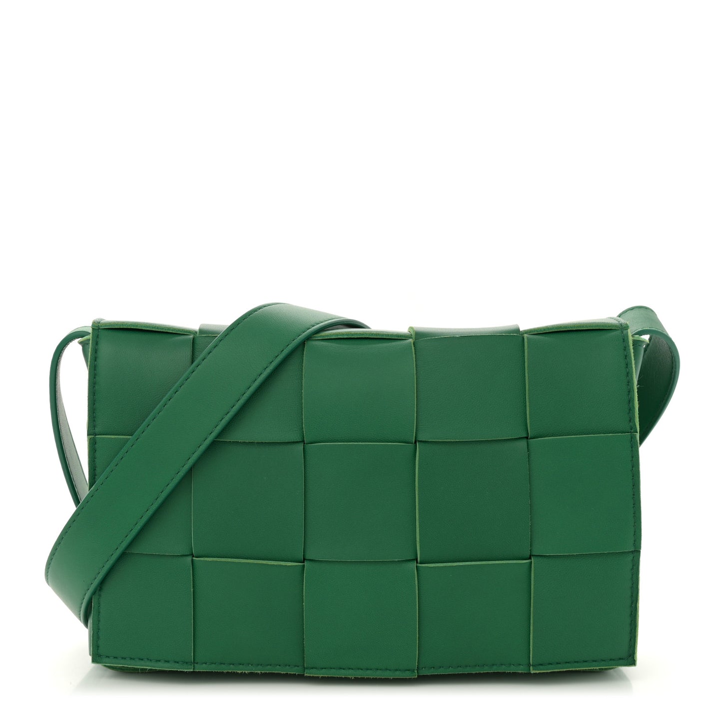Lambskin Maxi Intrecciato Cassette Crossbody Bag Racing Green