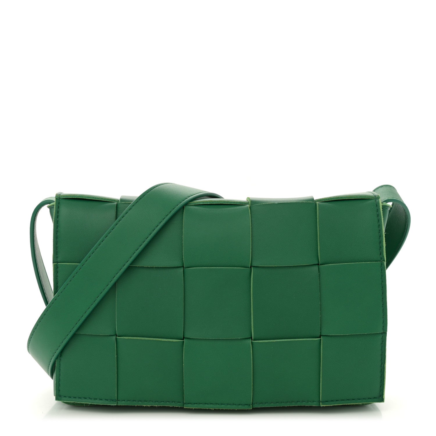 Bottega Veneta Lambskin Maxi Intrecciato Cassette Crossbody Bag Racing Green 1 of 9