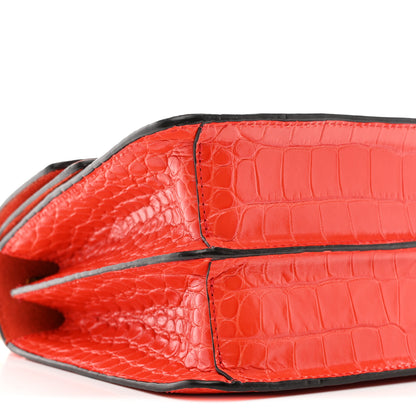 Mulberry Calfskin Crocodile Embossed Medium Harlow Satchel Orange 9 of 12