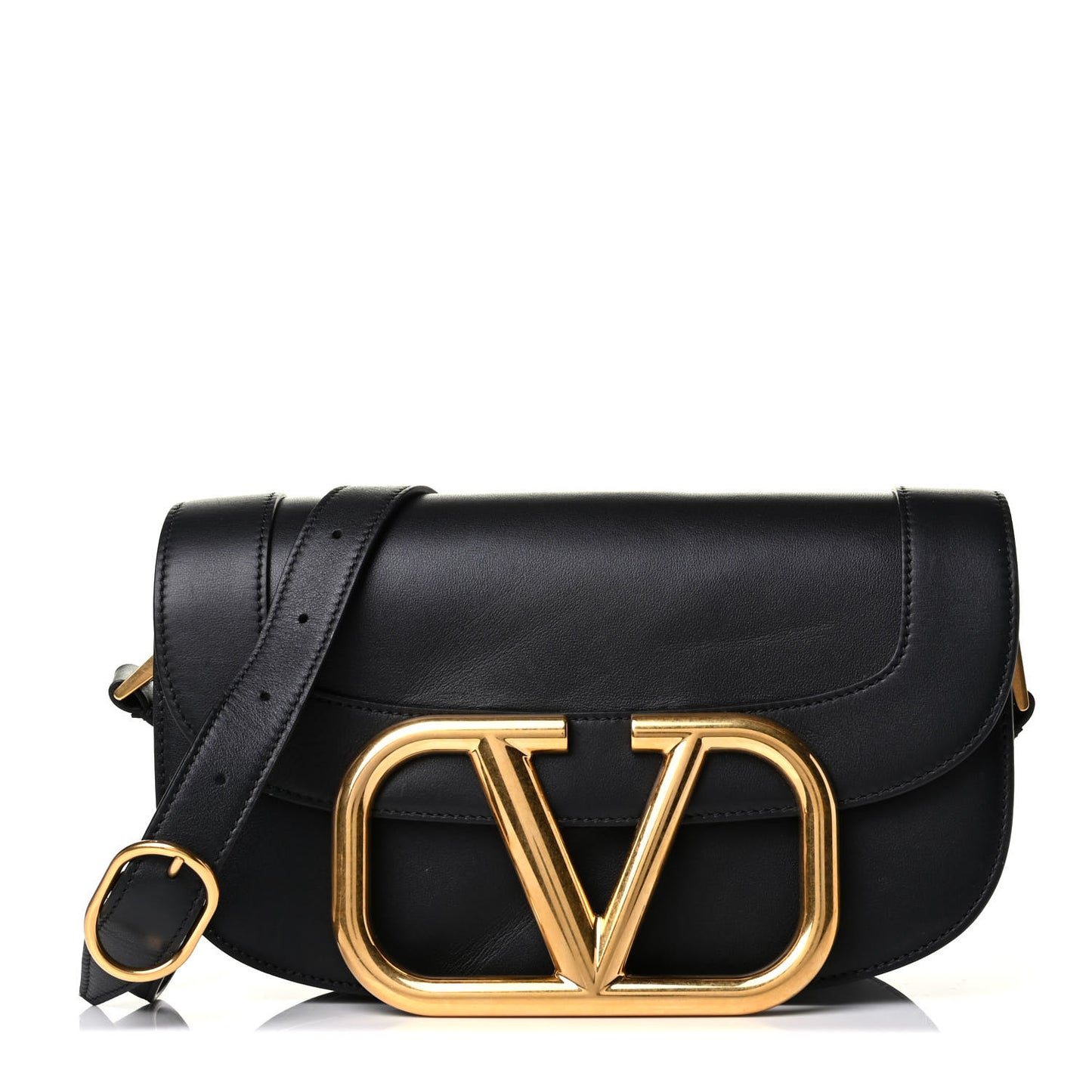 Smooth Calfskin Supervee Shoulder Bag Black