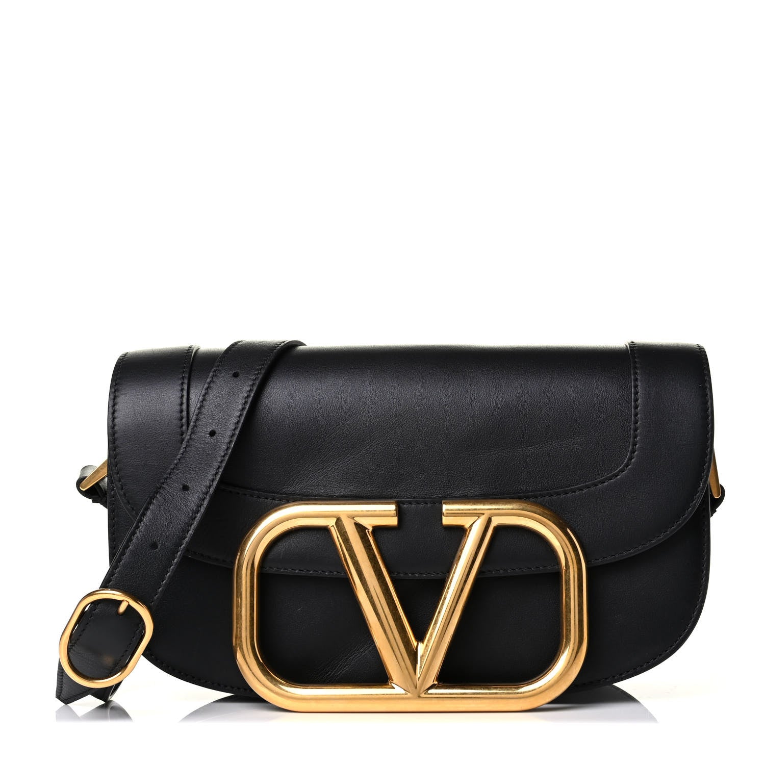 Valentino Garavani Smooth Calfskin Supervee Shoulder Bag Black 1 of 6