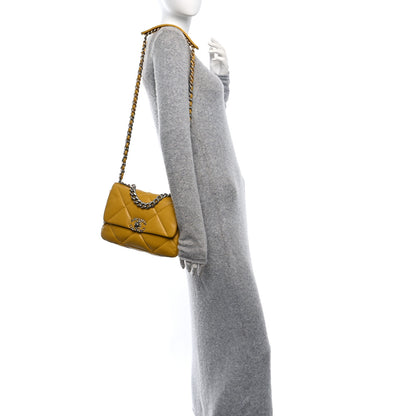 Chanel Lambskin Quilted Medium Chanel 19 Flap Yellow 2 of 10