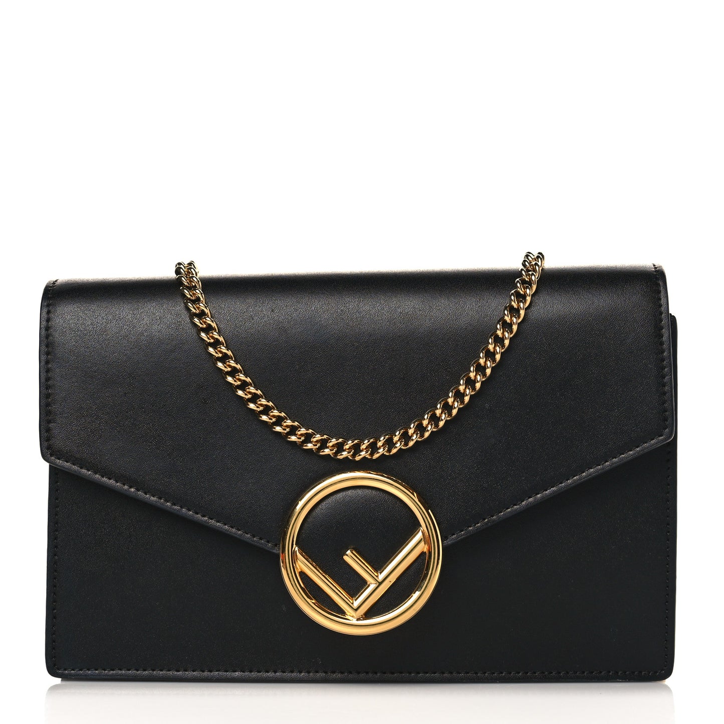 Vitello Liberty Lucido F is Fendi Medium Envelope Wallet on Chain Black