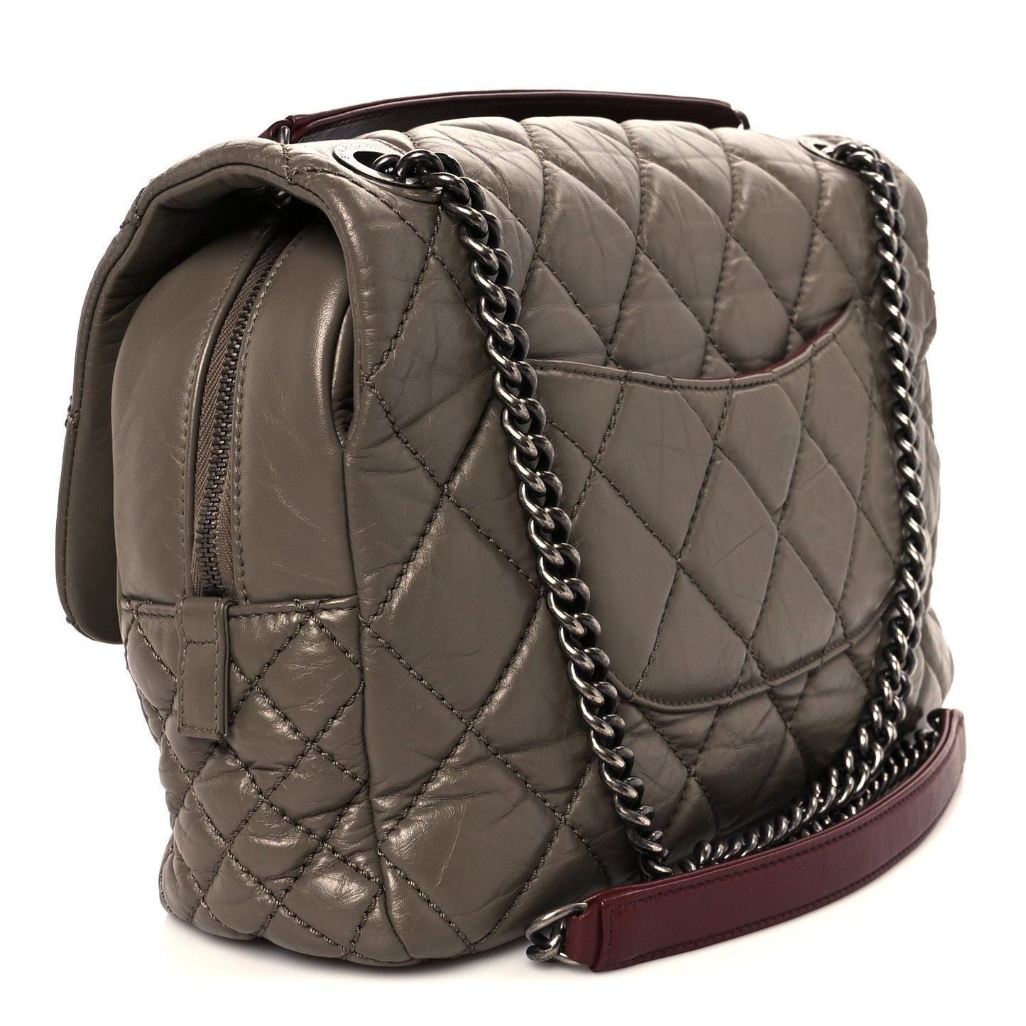Aged Calfskin Jumbo New Portobello Flap Grey