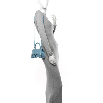 Balenciaga Strass Suede Hourglass Top Handle Bag XS Light Blue 2 of 13