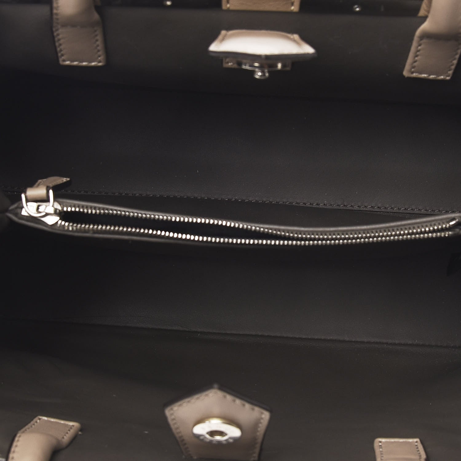 Fendi Vitello Dolce Century Petite 2Jours Tote Tortora Carbone 4 of 9