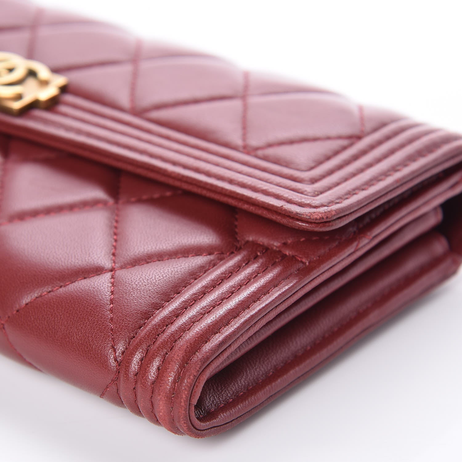 Chanel Lambskin Quilted Boy Flap Wallet Red 10 of 11