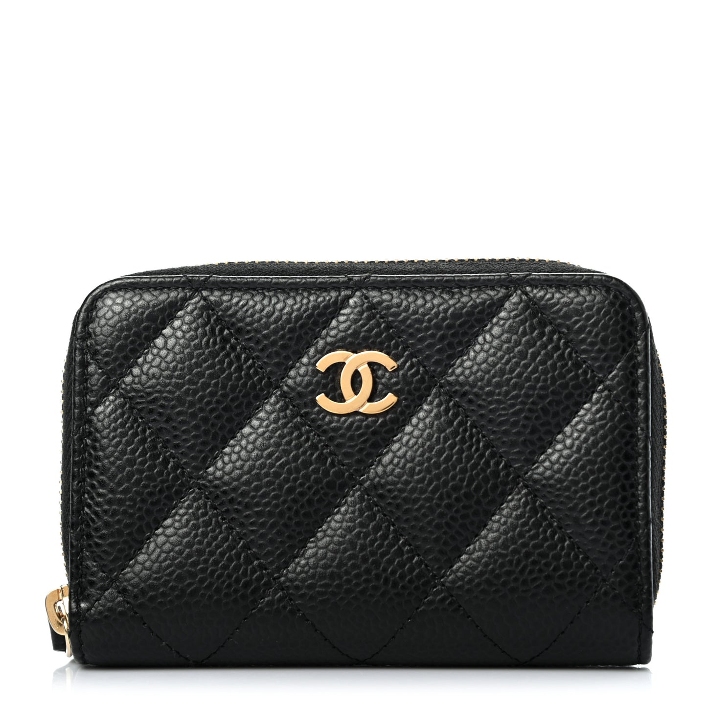 Caviar Quilted Zip Coin Purse Black
