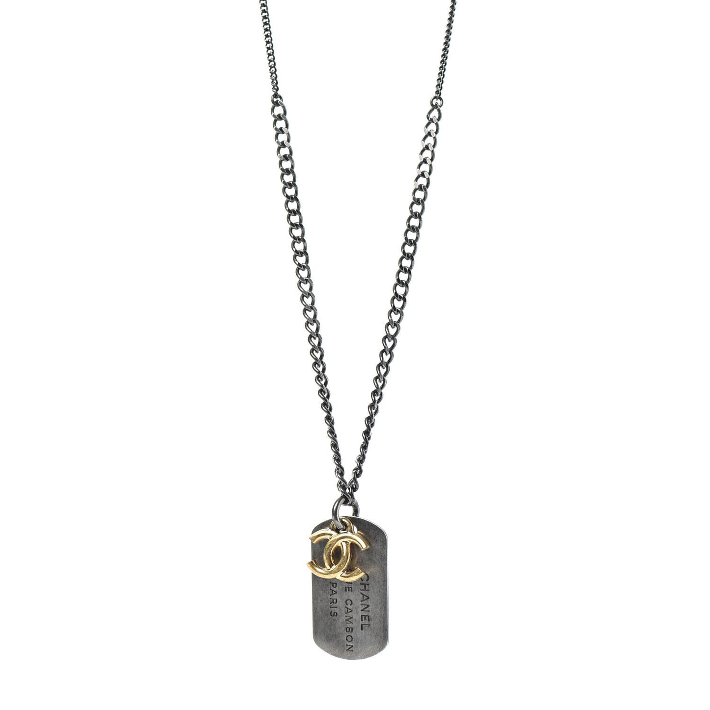 Ruthenium ID Dog Tag Charm Necklace Silver Gold