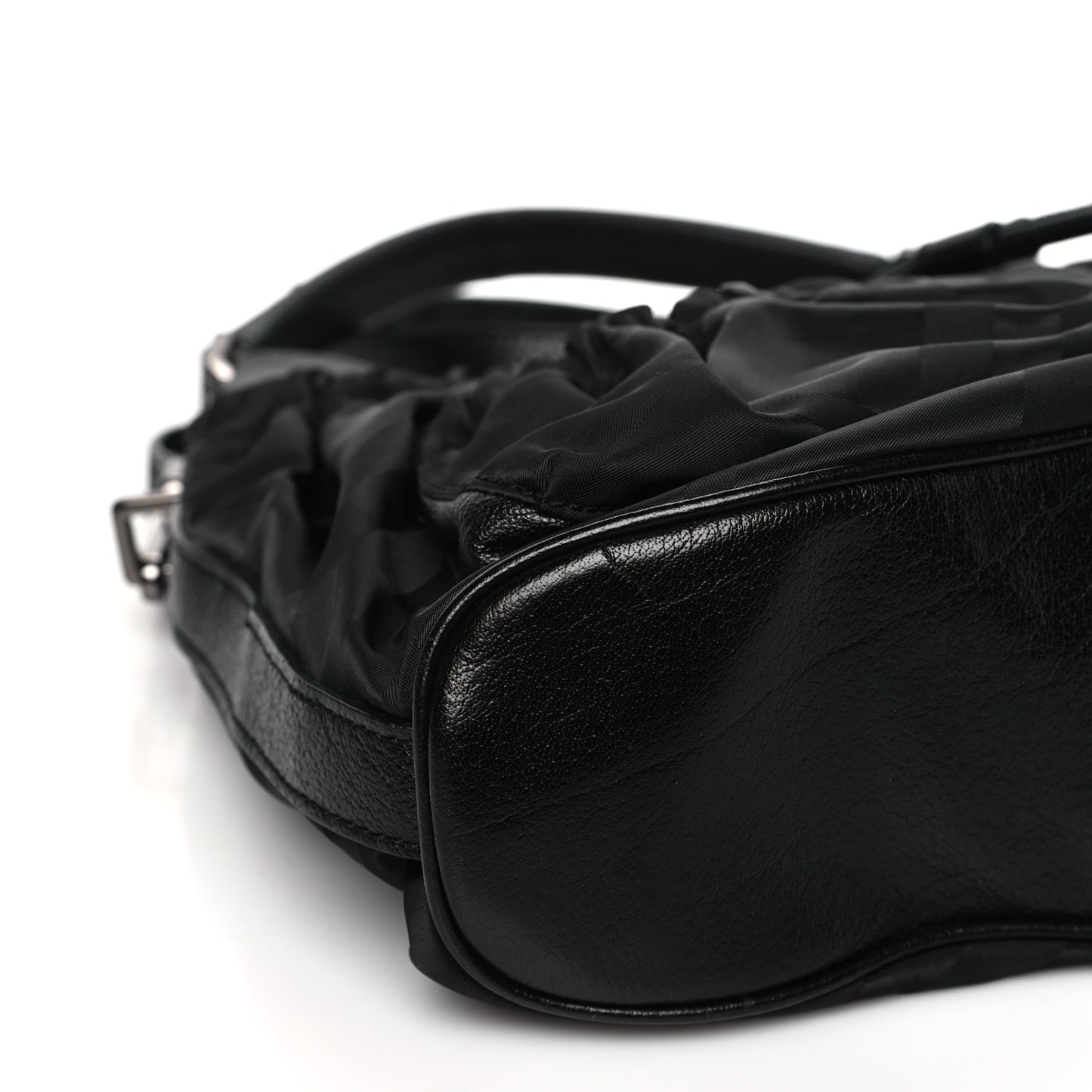 Nylon Tonal Check Drawstring Tote Black