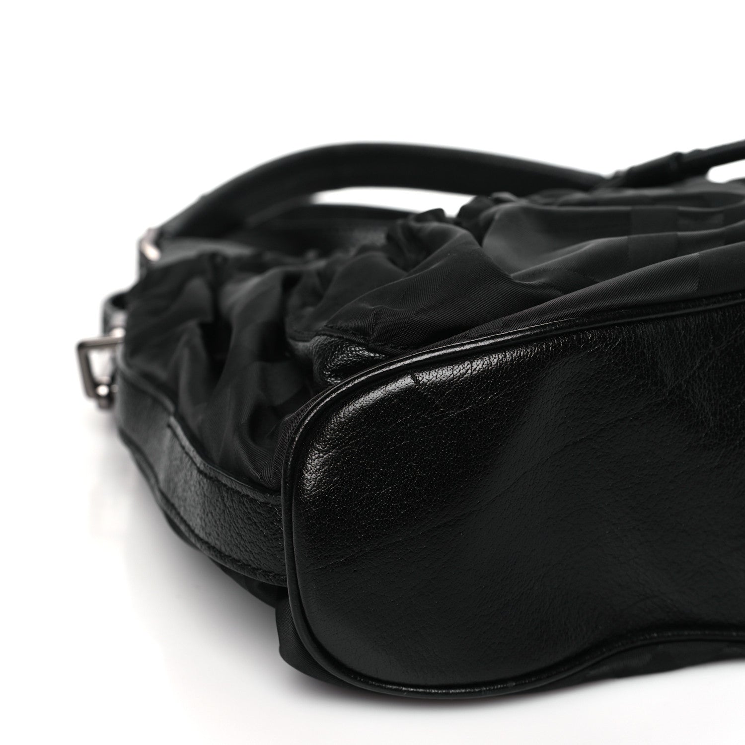 Burberry Nylon Tonal Check Drawstring Tote Black 7 of 8