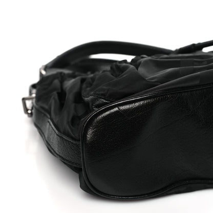 Burberry Nylon Tonal Check Drawstring Tote Black 7 of 8