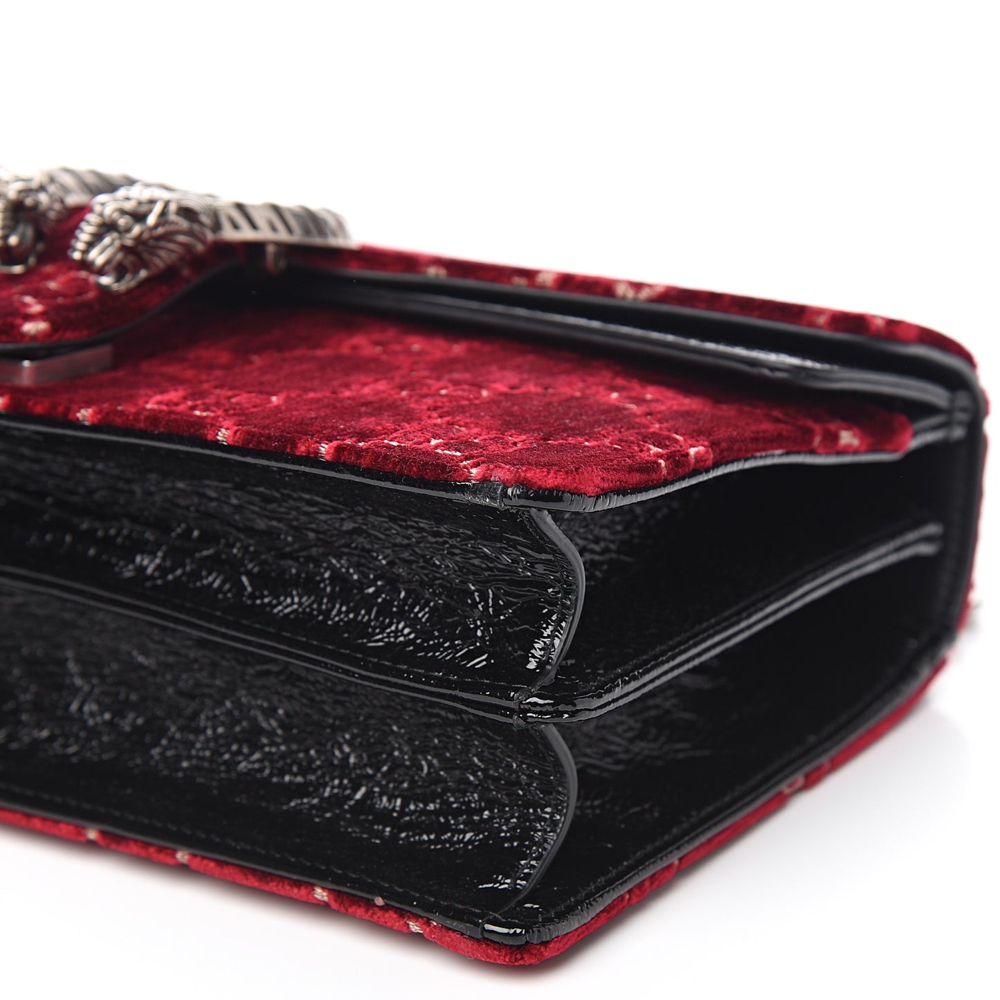 Velvet Skipper GG Monogram Small Dionysus Shoulder Bag Red Cipria Black