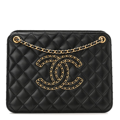 Chanel Calfskin Quilted CC Chain Accordion Tote Black 1 of 12
