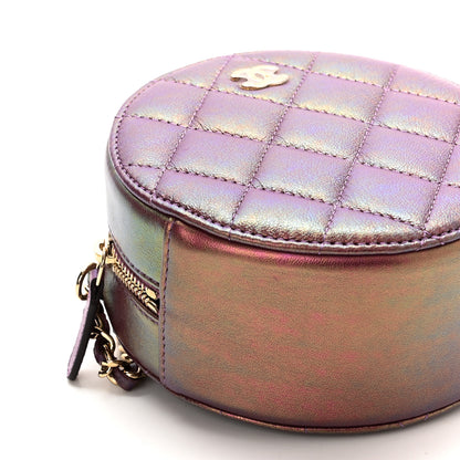 Chanel Iridescent Lambskin Quilted Round Clutch With Chain Purple 9 of 11