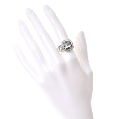 David Yurman Sterling Silver Diamond Prasiolite 11mm Albion Ring 53 6.5 2 of 5