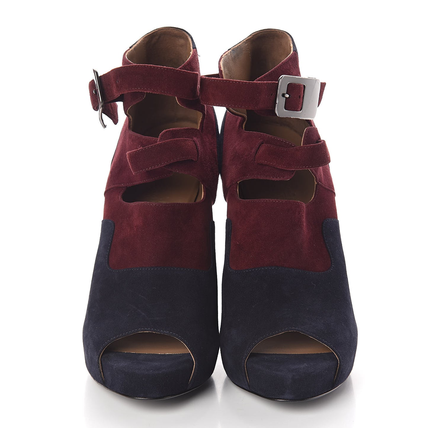 Suede Goatskin Fusion Ankle Boots 38.5 Marine Bourgogne