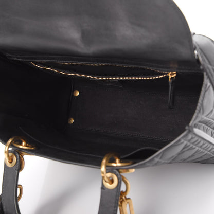 Christian Dior Calfskin Cannage Large Lady Dior Matte Black 6 of 8