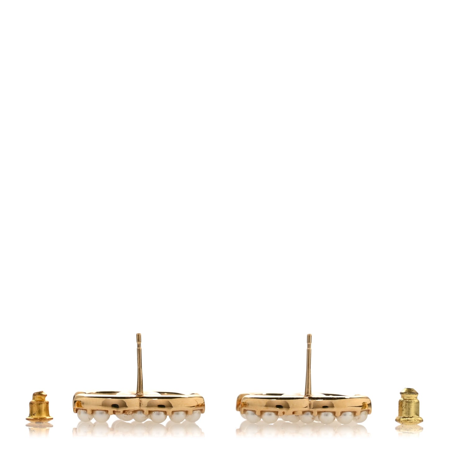 Pearl Crystal CC Earrings Gold