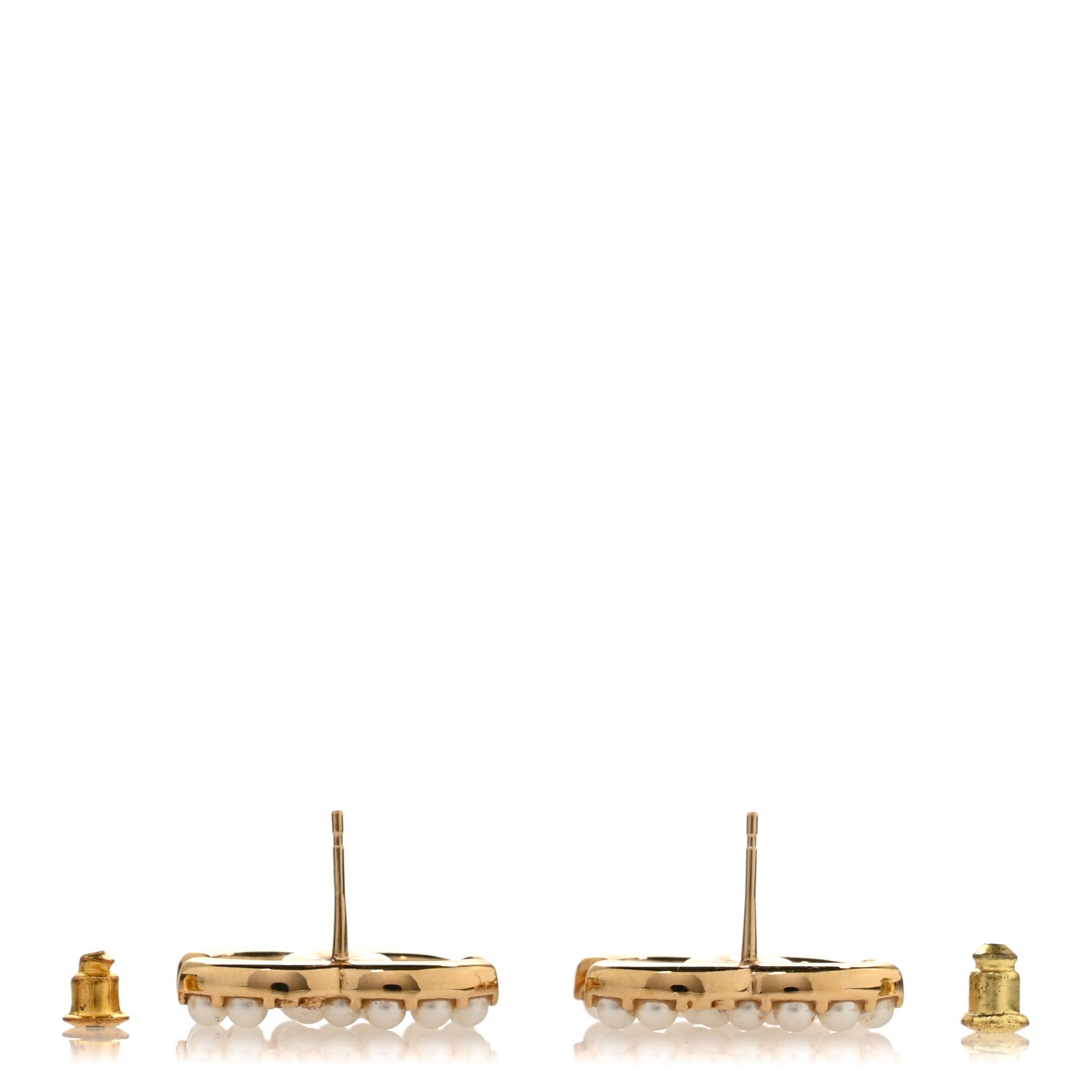 Chanel Pearl Crystal CC Earrings Gold 3 of 5