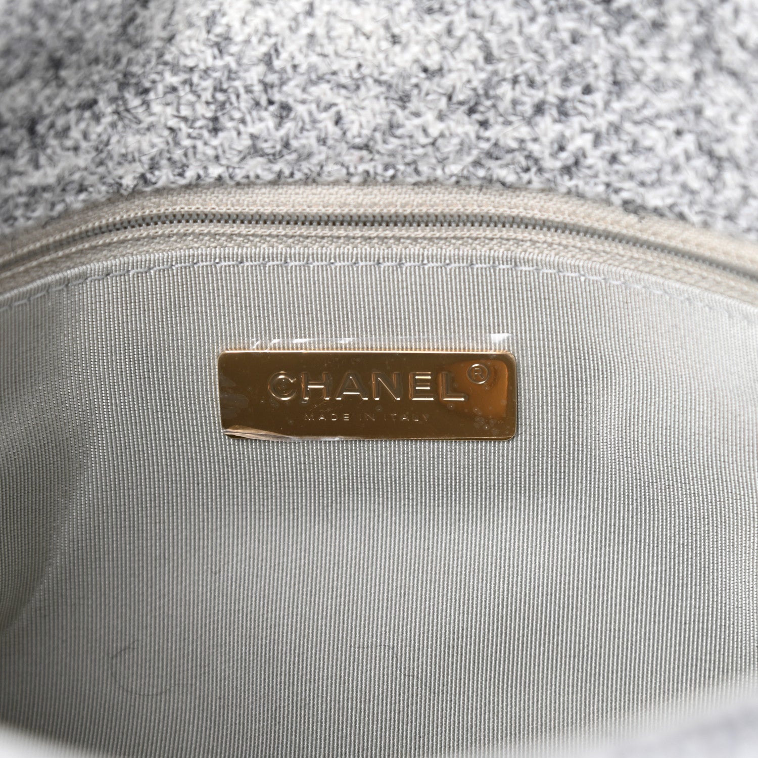 Chanel Tweed Quilted Medium Chanel 19 Flap Grey Ecru 6 of 10