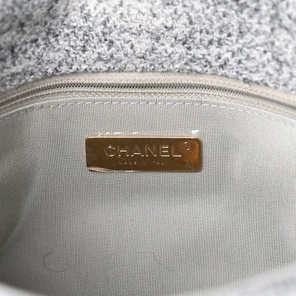 Chanel Tweed Quilted Medium Chanel 19 Flap Grey Ecru 6 of 10