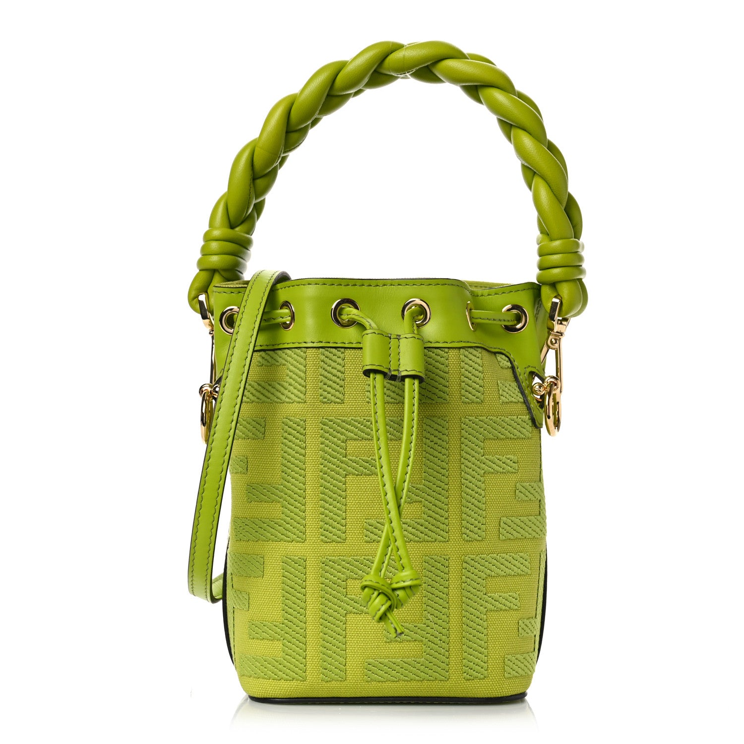 Fendi Canvas Nappa F is Fendi FF Embroidered Mini Mon Tresor Bucket Bag Wasabi 1 of 8