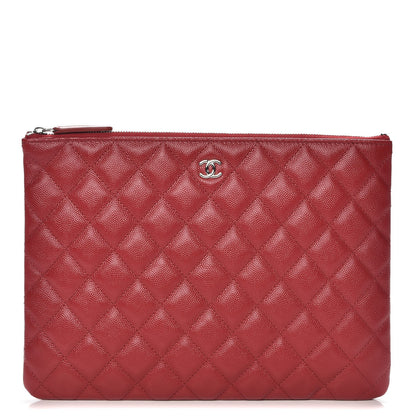 Chanel Caviar Quilted Medium Cosmetic Case Dark Red 1 of 8