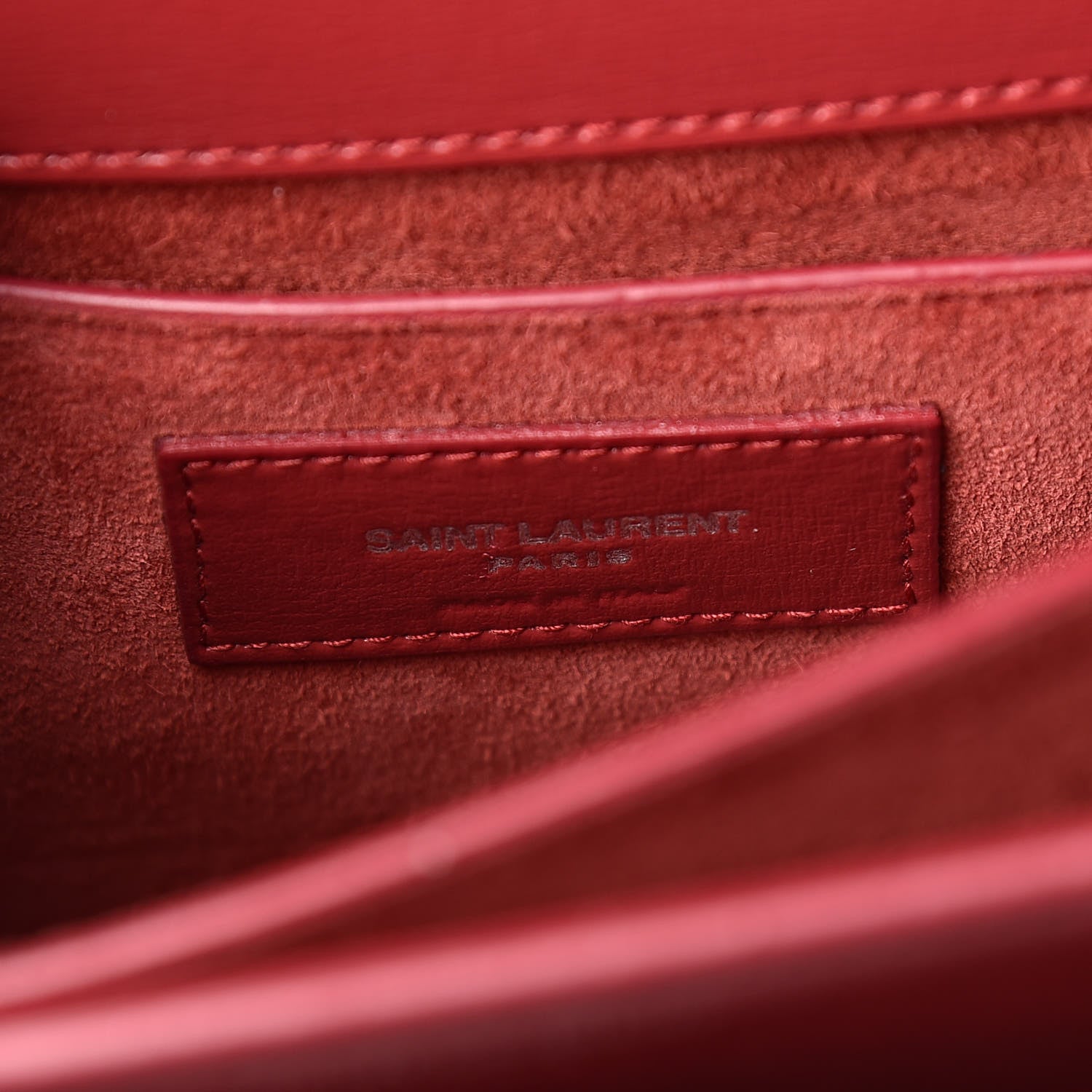 Saint Laurent Grained Calfskin Medium Monogram Sunset Lipstick Red 10 of 13