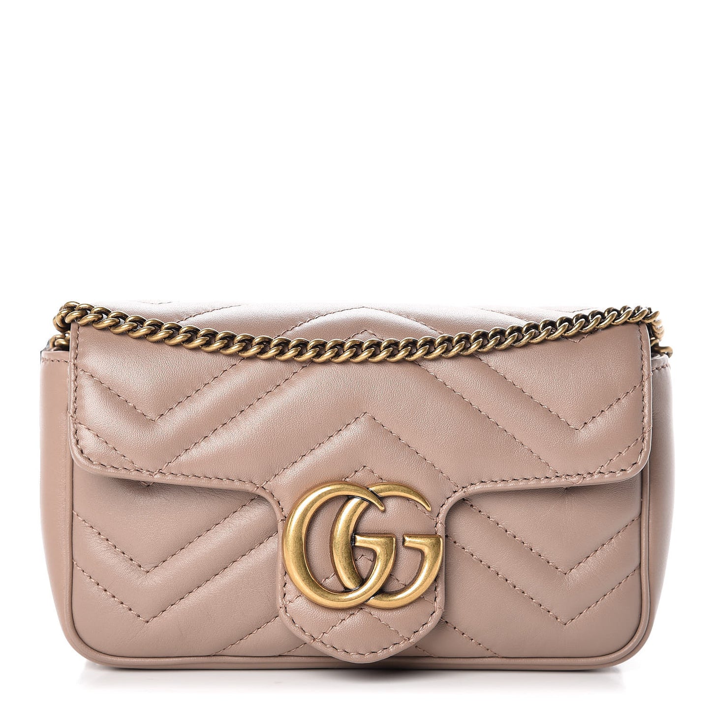 Calfskin Matelasse Super Mini GG Marmont Shoulder Bag Porcelain Rose