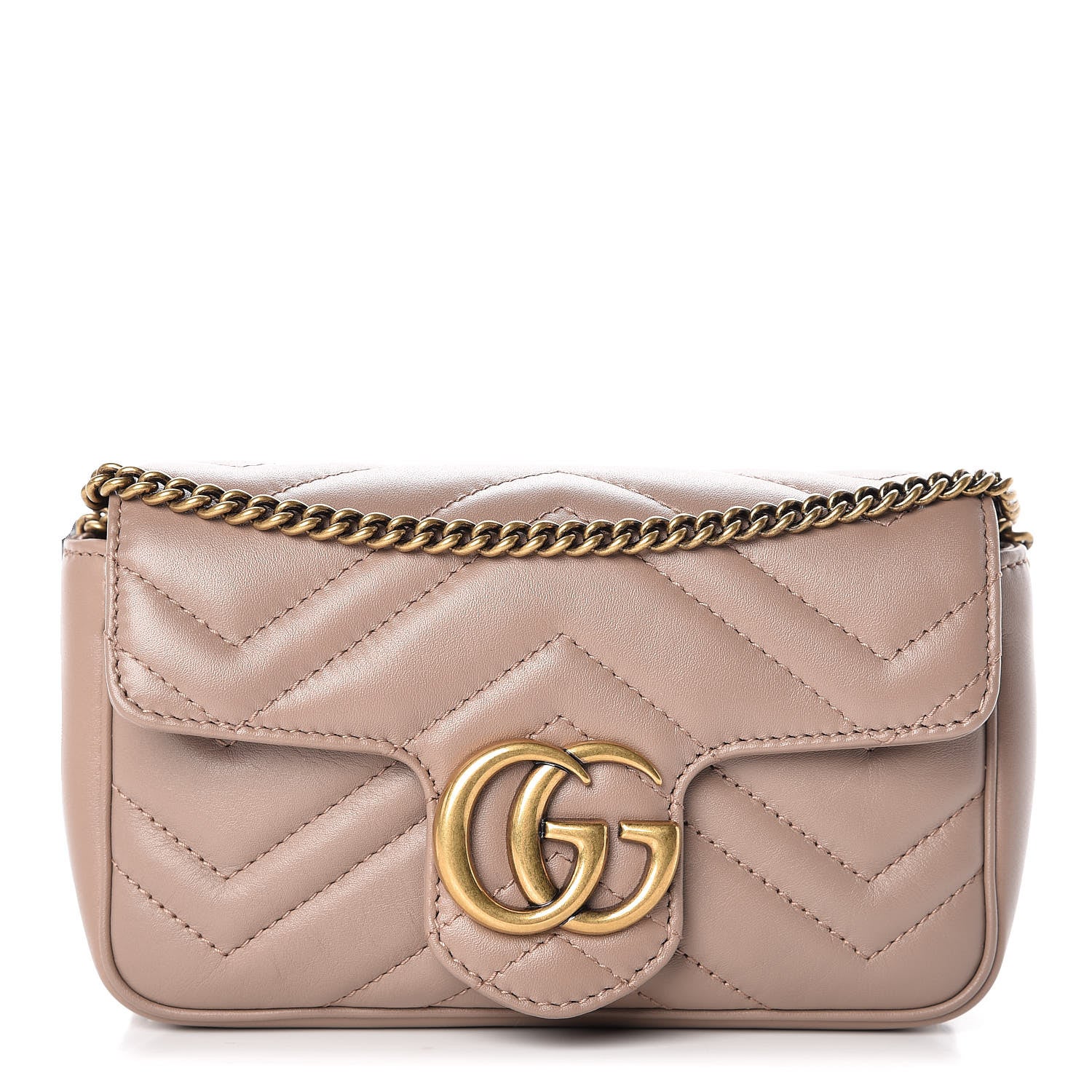Gucci Calfskin Matelasse Super Mini GG Marmont Shoulder Bag Porcelain Rose 1 of 7