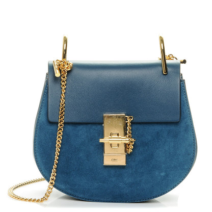 Chloe Suede Smooth Calfskin Mini Drew Shoulder Bag Majolica Blue 1 of 6