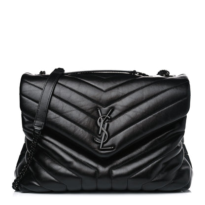 Saint Laurent Calfskin Y Quilted Monogram Medium Loulou Chain Satchel Black 1 of 10