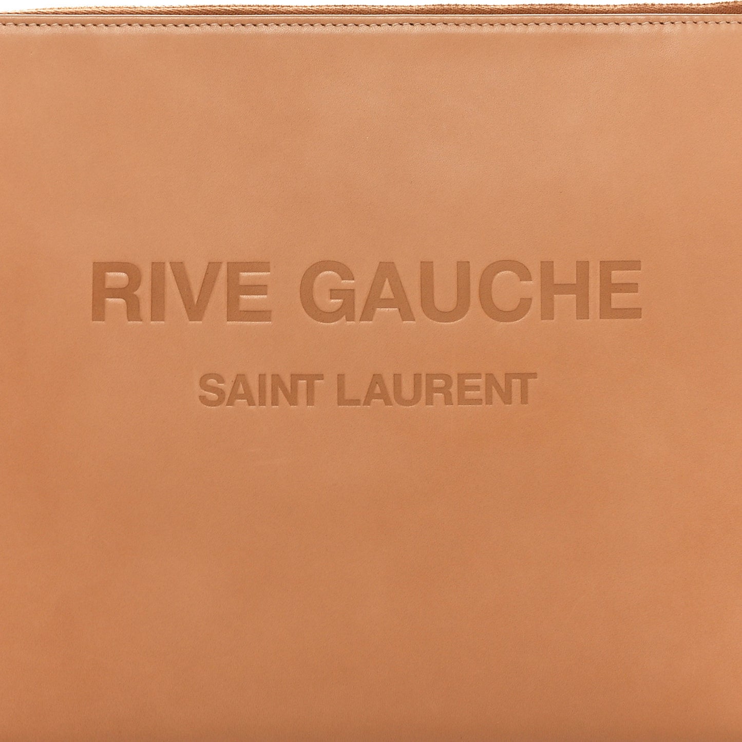 Calfskin Rive Gauche Zipped Pouch Vintage Brown Gold