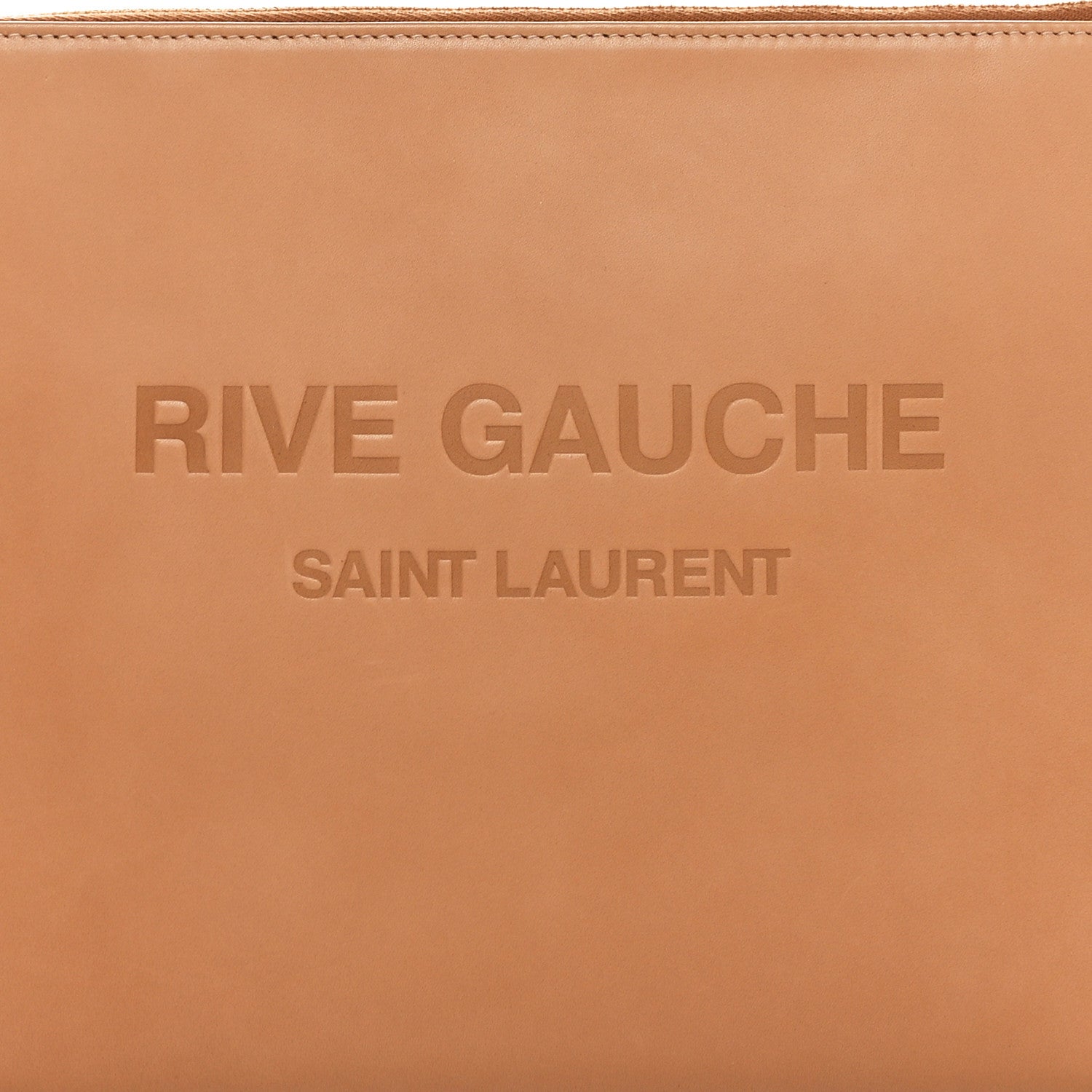 Saint Laurent Calfskin Rive Gauche Zipped Pouch Vintage Brown Gold 8 of 11