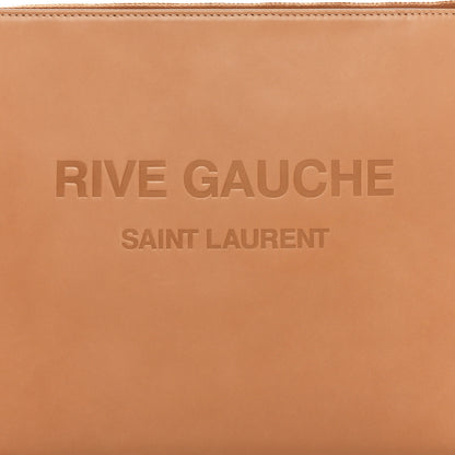Saint Laurent Calfskin Rive Gauche Zipped Pouch Vintage Brown Gold 8 of 11