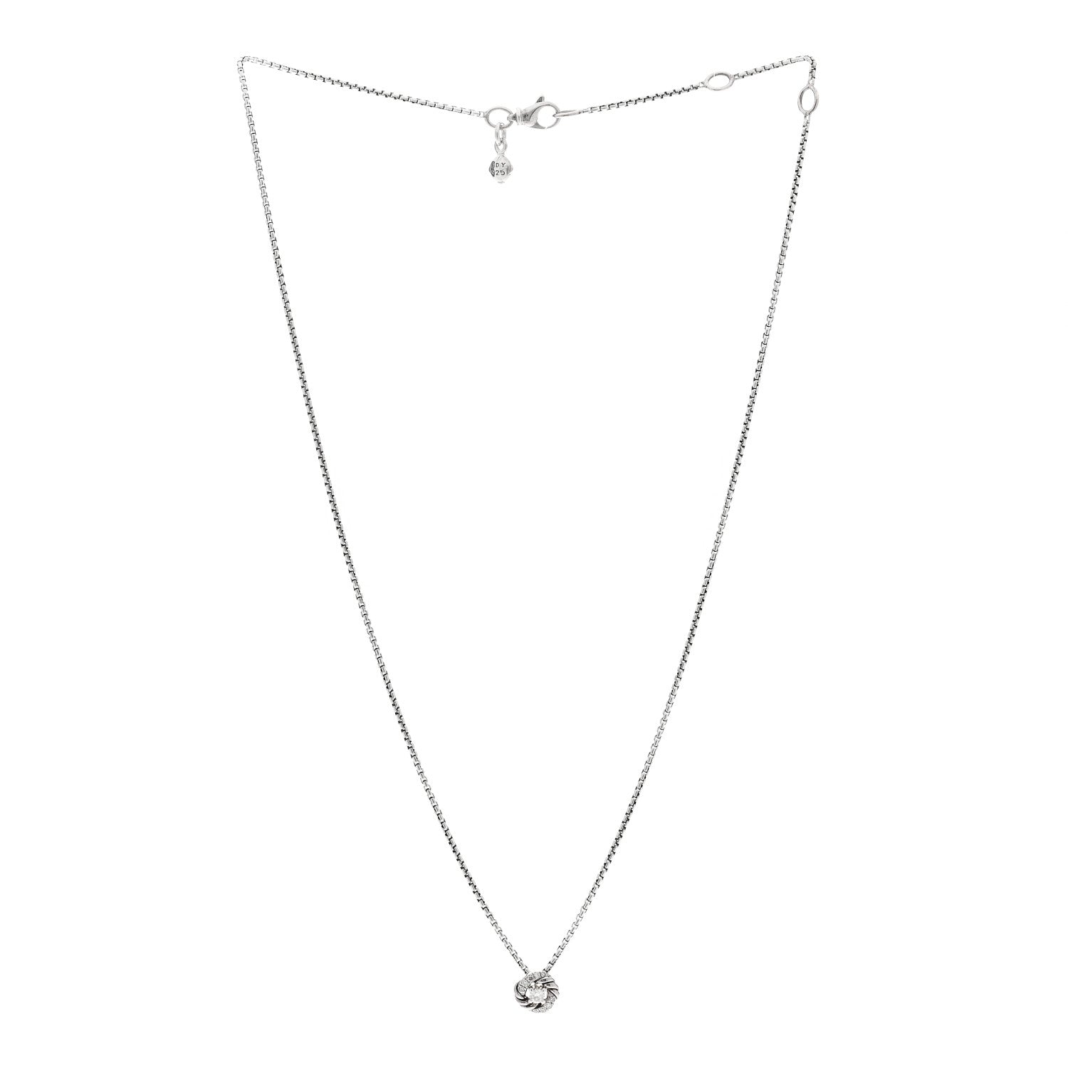 David Yurman Sterling Silver Diamond 8mm Petite Infinity Pendant Necklace 3 of 5