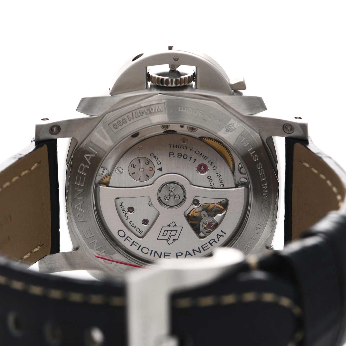 Stainless Steel Alligator 44mm Luminor 1950 GMT Automatic Watch Blue PAM01033