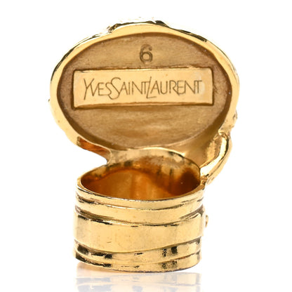 Saint Laurent Glass Cabochon Arty Ovale Ring 6 Gold Coral 3 of 5